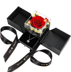 Valentines Gifts Forever Rose: Preserved Real Flower in Box with Heart Neckla... - Picture 1 of 7