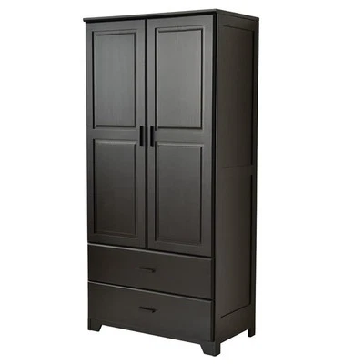 Better Home Products Armario de Madera de Pino con Puertas Elevadas y 2 Cajones en Negro Foto 1 de 4