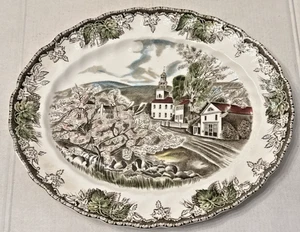 Johnson Brothers Friendly Village 11,5 Zoll ovale Platte Dorfgrün Vintage - Bild 1 von 4
