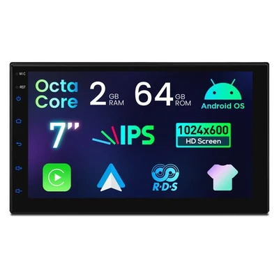 7 Zoll 2G+64GB Android 14 Autoradio Doppel 2 Din GPS Navi DSP USB WiFi 1280*600 - Bild 1 von 4