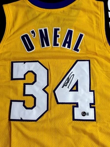 Shaq Shaquille O'Neal signiertes LA Lakers Gelbgold Trikot Beckett Witnessed - Bild 1 von 1