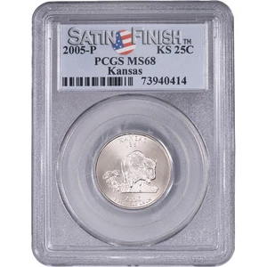 2005-P 25c Kansas State Quarter - Satin Finish ~ PCGS MS68 - Picture 1 of 2