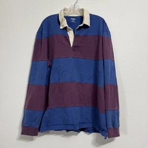 Gander Mountain Blue & Purple Striped Rugby Long Sleeve Polo Mens Size XL - Picture 1 of 7