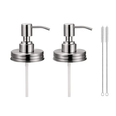 2 Pack Mason Jar Liquid Soap Dispenser Pump Stainless Steel Lid for Kitchen - Image 1 of 4