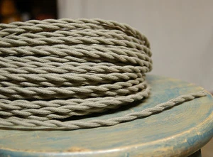Arcilla Color Retorcido Paño Cubierto Alambre, Estilo Vintage Lámpara Cuerda, - Imagen 1 de 6