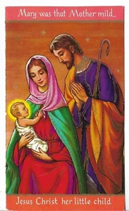TARJETA DE NAVIDAD DE COLECCIÓN - aprox 6,5x3,5" escena religiosa - 4 artesanías, solo frente - Imagen 1 de 1