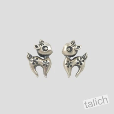 Brincos pequenos de prata esterlina 925 pequenos de fawn exclusivo fofo animal amante presente - Imagem 1 de 4