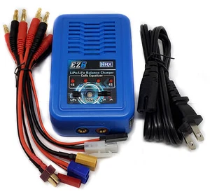 NHX EZ6 LiPo / LiFe 2-4s Fast AC Charger w/ XT60 Deans EC3 Tamiya JST Receiver - Picture 1 of 8