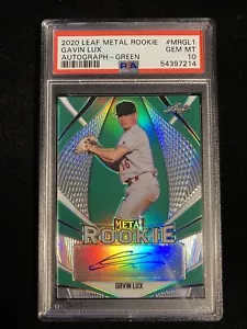 2020 Leaf Metal Rookie Gavin Lux Green Prismatic Auto RC /7 PSA 10 POP 1 - Picture 1 of 3