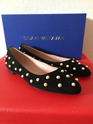 Pisos de ballet de gamuza Stuart Weitzman RUTH con tachuelas nacaradas, 6.5B / 36.5EU, $395 Foto 1 de 4
