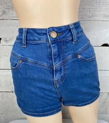 Pantalones Cortos Vaqueros BDG Mujer 25X2" Súper Alto Costura Elastizados Bolsillos Cinturón Verano Foto 1 de 4