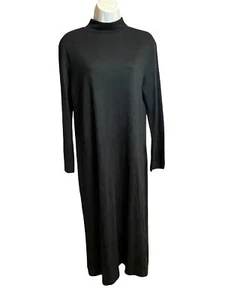 Coldwater Creek Black Mock Neck Long Sleeve Midi Dress Sz PM - Picture 1 of 7