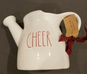 Rae Dunn CHEER Ceramic Watering Can NWT Christmas Holiday Gift Red LL by Magenta - Picture 1 of 5