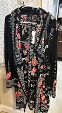 Johnny Was Plus 2x Black Hooded Floral Embroidered Duster Cardigan Wrap NWT FAB!