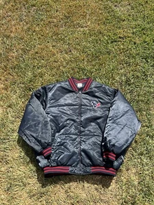 NFL Houston Texans Navy & Red Satin Varsity Jacket full zip Reversible logos 2XL - Picture 1 of 11
