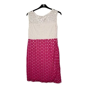 Ärmelloses gefüttertes Kleid Damen UK Größe 18 rosa & creme Spitze von M&S - Bild 1 von 7