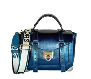 MICHAEL KORS MANHATTAN MEDIUM SATCHEL SHOULDER CROSSBODY BAG TEAL - Picture 1 of 13