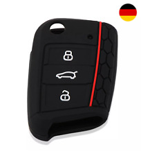 Produktbild - Schlüssel Hülle schwarz rot Silikon | VW Golf 7 SEAT Leon 5F Skoda Octavia 5E...