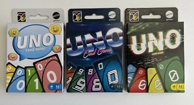 NEW-Bundle of 3 Mattel UNO 1980' - 2010's Retro Family Card Game Series #2,4 & 5 - Image 1 of 4