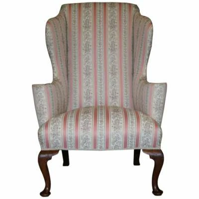 MUY RARO SILLÓN HOWARD & SON'S NOGAL RESPALDO ALADO RAYAS REGENCIA TOTALMENTE RESTAURADO Foto 1 de 4