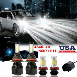 For Mitsubishi Endeavor 06-11 4Side LED Headlight Hi/Low Beam Fog Light Bulbs 4x
