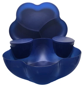Tupperware Blue Flower Veggie/Chip & Dip Bowl  Set 4624, 4625, 4626, 4627 - Picture 1 of 6