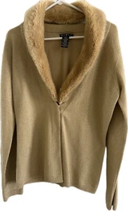 Faux Fur Neckine Gold Colored Jacket - Picture 1 of 6