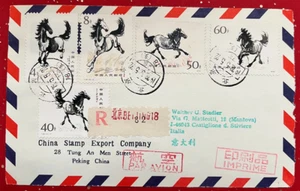 Sobre caballo galopante T28 China 1978 primer día cubierta Pekín a Italia - Imagen 1 de 2