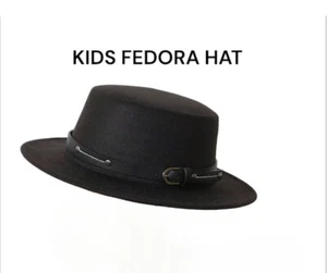 Children Boys Fedora Trilby Derby Brim Hat Wide Brim Panama Jazz Ca Hat Boy Girl - Picture 1 of 4
