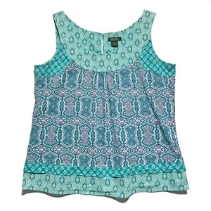 Eddie Bauer, Aqua, Türkis Geometrisches Muster 100% Baumwolle Ärmelloses Top, Gr. XL - Bild 1 von 3
