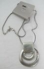 Necklace Silver Metal 2 Rings Square Clip Snake Chain Nwt Statement Designer 