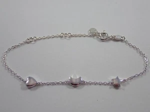 LINKS OF LONDON 925 STERLING SILVER MOON STAR HEART STATION CHAIN 7.5" BRACELET - Picture 1 of 7