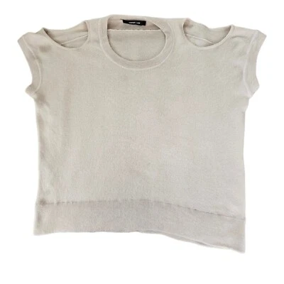 Женский кашемировый свитер Derek Lam с открытыми плечами размер XL бежевый с ребрами - Изображение 1 из 4