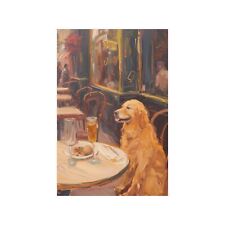 Impressionist Dog Eating At A London Diner Poster, Gift for Friends And Family