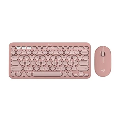 LOGITECH PEBBLE 2 COMBO WIRELESS KEYBOARD MOUSE QUIET AND PORTABLE - TONAL ROSE - Image 1 of 4