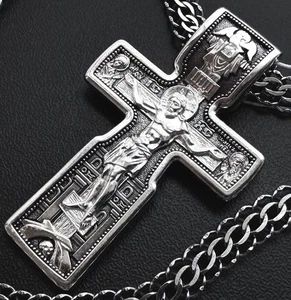 Men Large Orthodox Christian Body Cross Necklace Silver 925 Handmade Jewellery - Picture 1 of 4