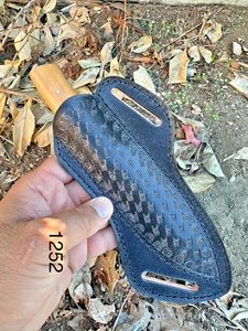 Maßgefertigte Pfannkuchen Lederscheide Fix Klinge Scheide klappbar Werkzeugtasche Hülle - Bild 1 von 2