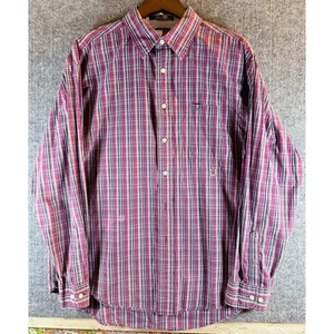 Tommy Hilfiger Red Checkered Button Front Dress Shirt Size XL EUC - Picture 1 of 3