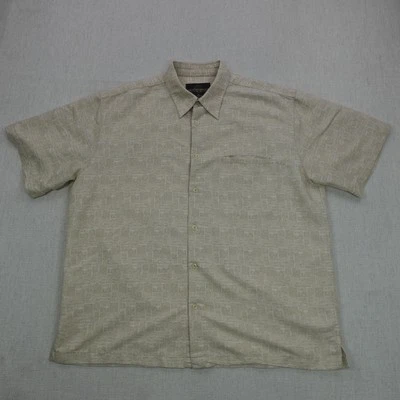 Weatherproof Shirt Mens XL Beige Short Sleeve Button Up Lightweight Rayon Blend - Image 1 of 4