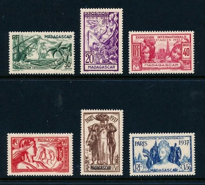 Мадагаскар No191-196 1937 Международная выставка в Париже, колония Франции как новая без наклеек и следов - Изображение 1 из 3
