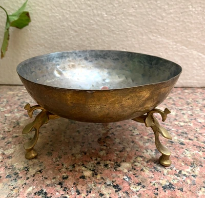 Old Brass Made Antique Bowl Stand Currey Holder Traditional Kitchen Cooking Ware - Image 1 of 4