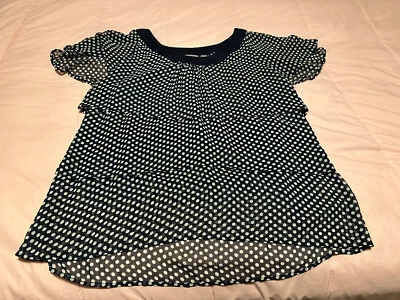 Blusa para mujer The Avenue azul marino blanco a lunares de gasa talla 18/20 Plus usada en excelente estado Foto 1 de 4