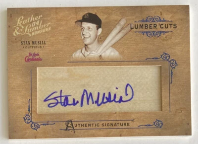 STAN MUSIAL SIGNED 2005 DONRUSS LEATHER & LUMBER LC-36 CERTIFED AUTO /96    CK - Image 1 of 3