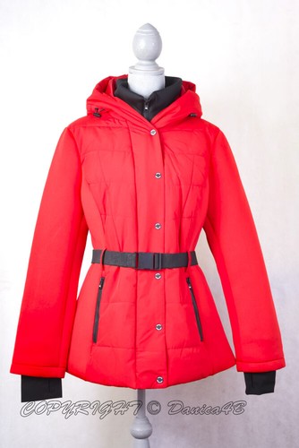 Michael Kors Giubbotto donna trapuntato con cintura puffer coat L rosso