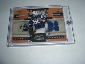 JOHN MACKEY 2008 DONRUSS CLASSIC GAME USED DUAL JERSEY AUTO 3/15 SIGNED CARD