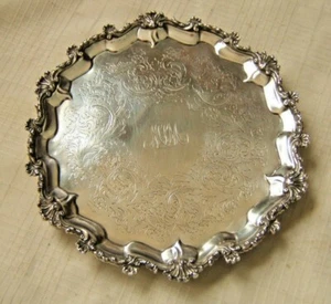 SALVER VASSOIO ARGENTO STERLING DI SAMUEL STRAHAN LONDRA XIX CENT 610,9 GRAMMI  - Foto 1 di 12