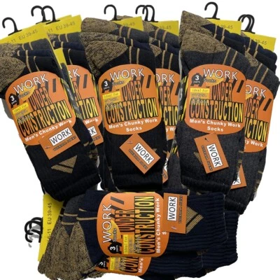 12 Pairs Men Socks Industrial Crew Boot Work Socks Thick Heavy Duty 6-11 lot