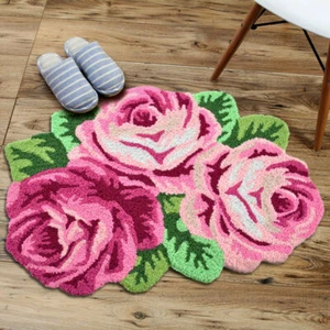 Door Entry Carpet Rose Flower Carpet Non Slip Rug Bedroom Living Room Floor Mat - Picture 1 of 31