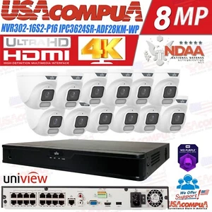 UNIVIEW 16 canales 4K NVR red Uniview 12x4MP NDAA audio cámara IP kit de seguridad - Imagen 1 de 9