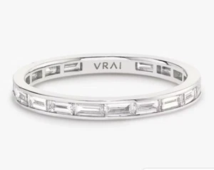 Baguette Diamond Eternity Band Platinum Size 5.5 VRAI Lab Created Retail $2,300 - Picture 1 of 5